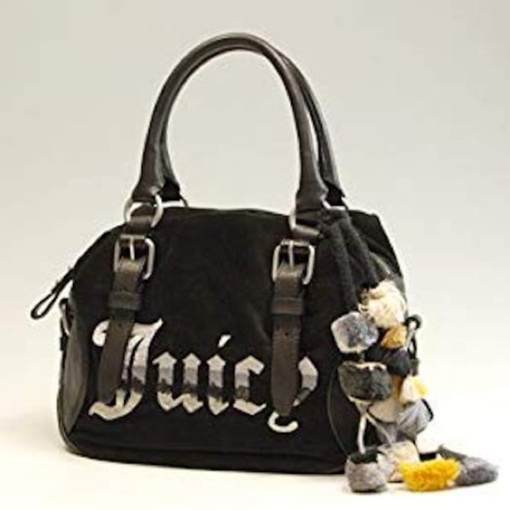 Juicy Couture Velour Leather Embroidered Hobo Purse